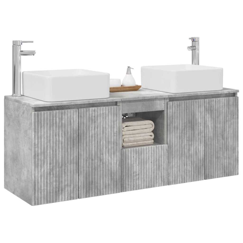 Set di Armadi da Bagno 3 pz Grigio Cemento 135 x 35 x 80 cm 3405660