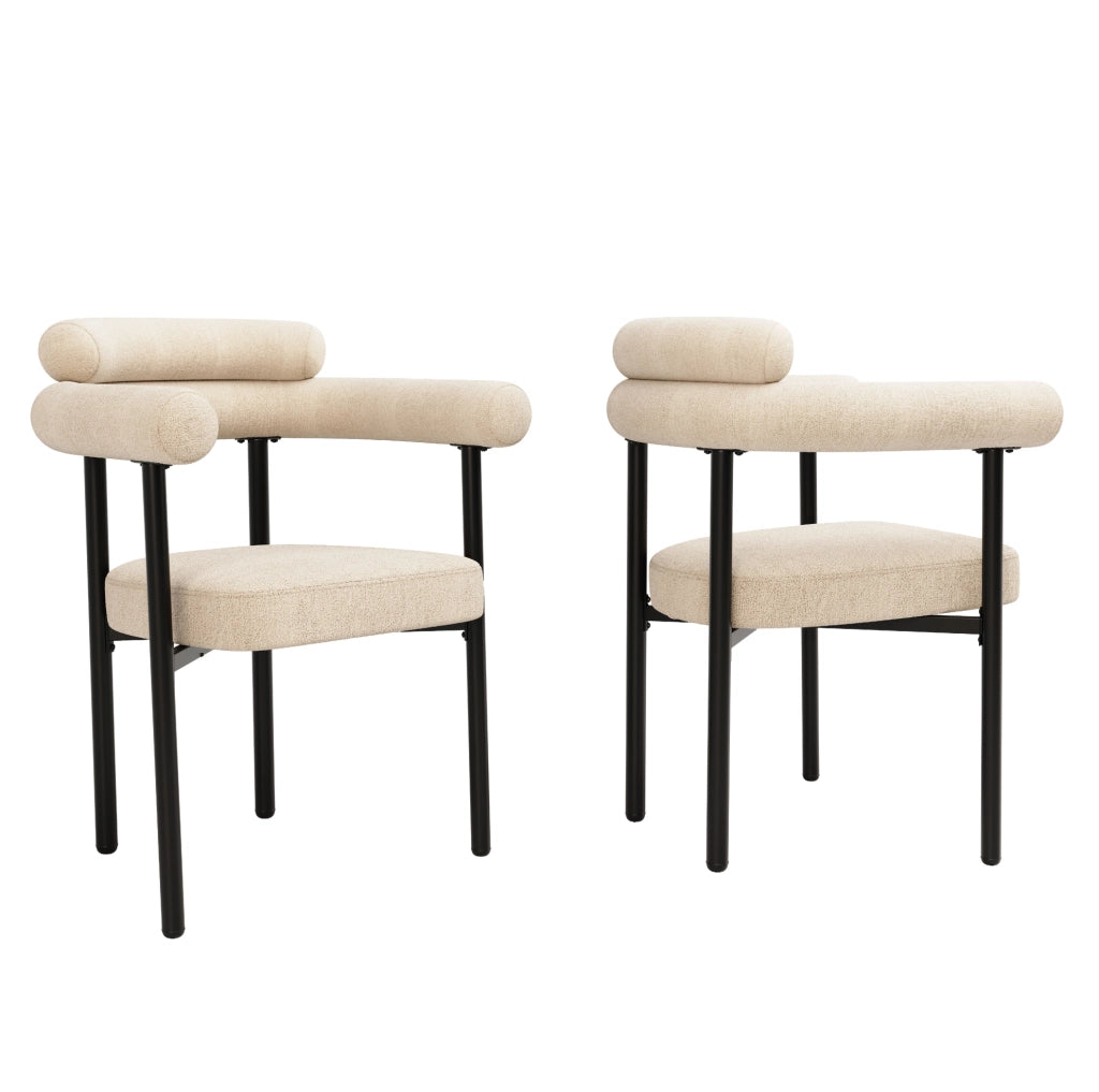 Poltroncina imbottita beige in tessuto effetto camoscio