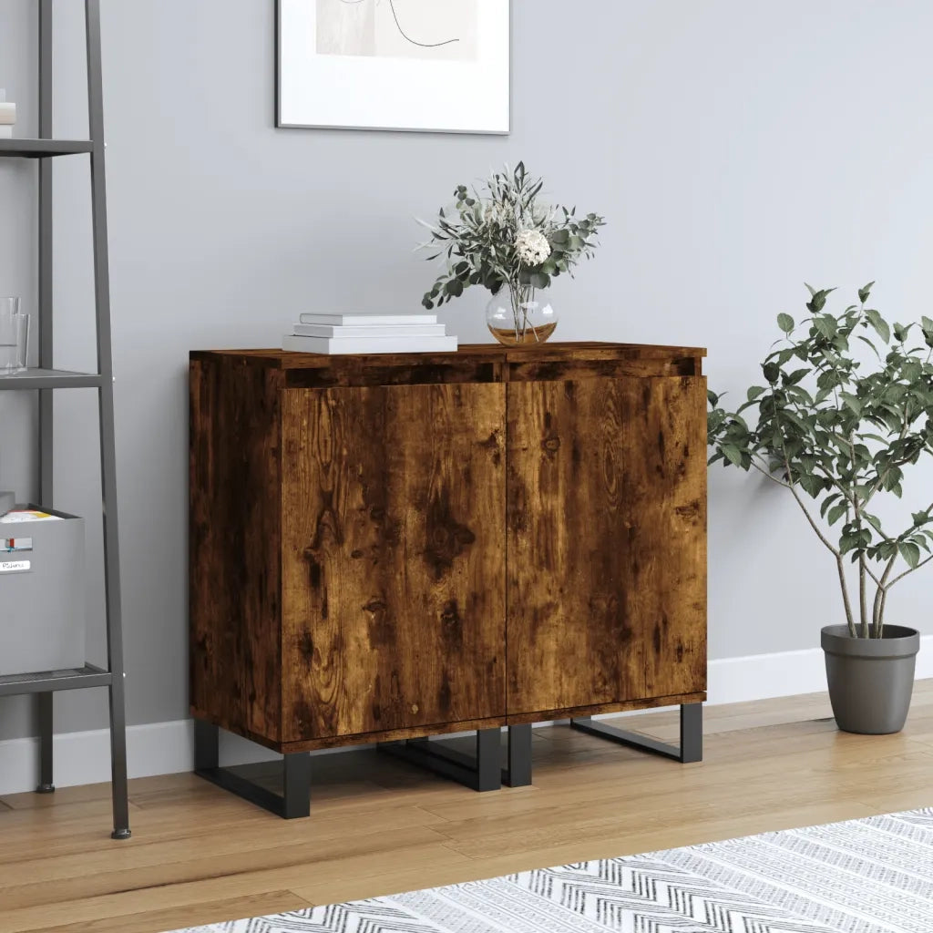 Credenze 2 pz Rovere Fumo 40x35x70 cm in Legno Multistratocod mxl 128543