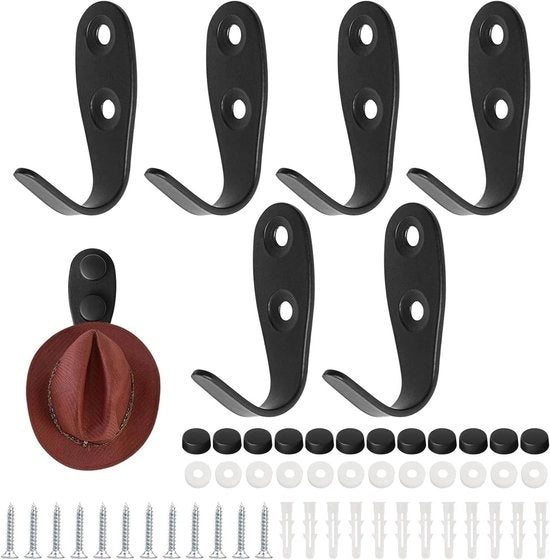 Kit di appendi asciugamani Premium 6 pezzi per camere da letto cucina bagno - Nero - Appendi asciugamani con kit di montaggio