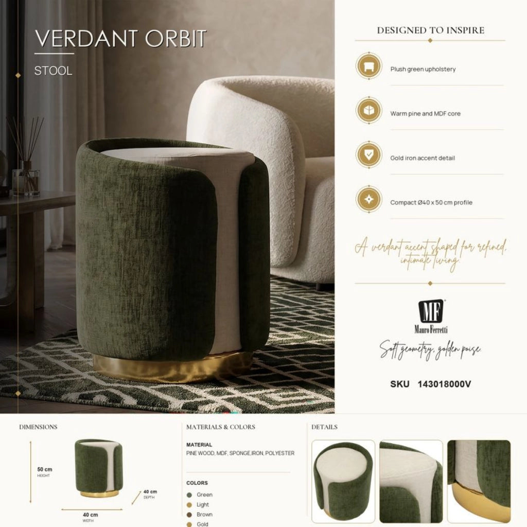 Pouf bicolore in poliestere con base dorata