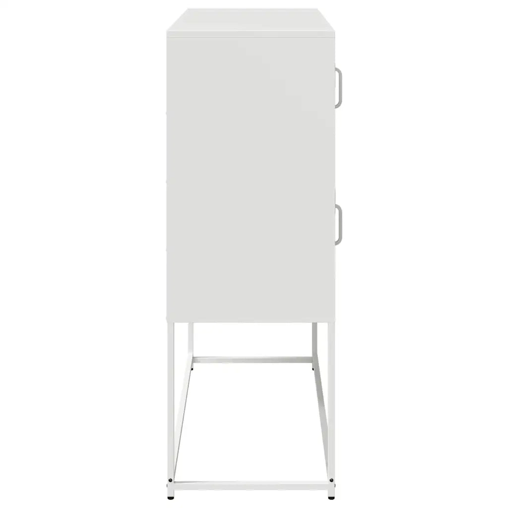 Credenza Bianca 100,5x39x107 cm in Acciaio Laminato a Freddo