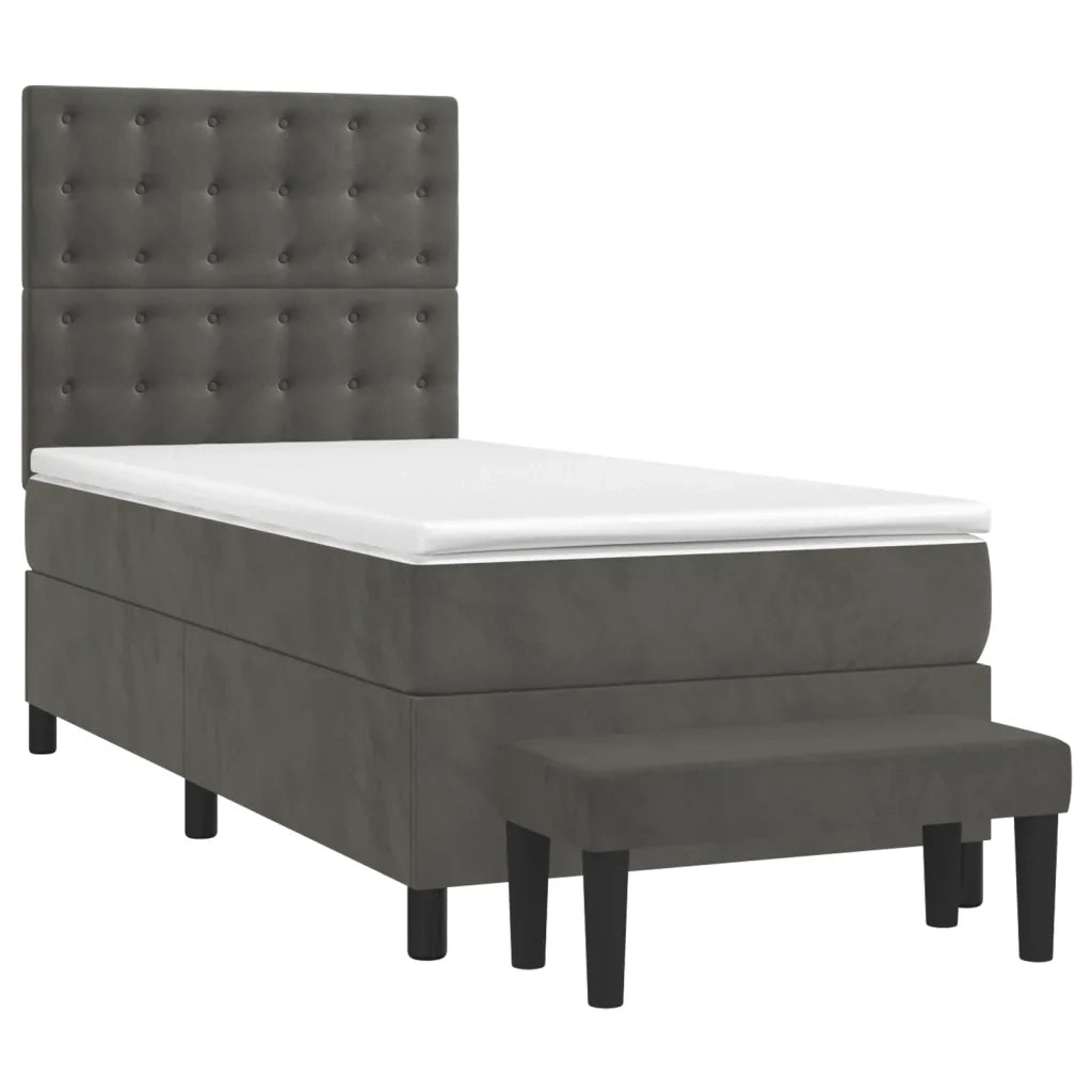 Giroletto a Molle con Materasso Grigio Scuro 90x200 cm Velluto 3138062