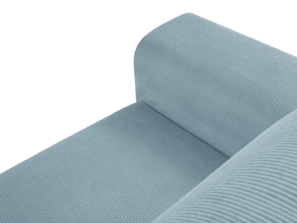 Cosmopolitan Design - Divano convertibile angolare destro con contenitore "Kyoto" 4 posti in velluto a coste azzurro 