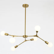 Trade Shop - Lampadario A Sospensione In Bronzo Geometrico Con 6 Bracci Attacco E27 Da Soffitto A45-6 -