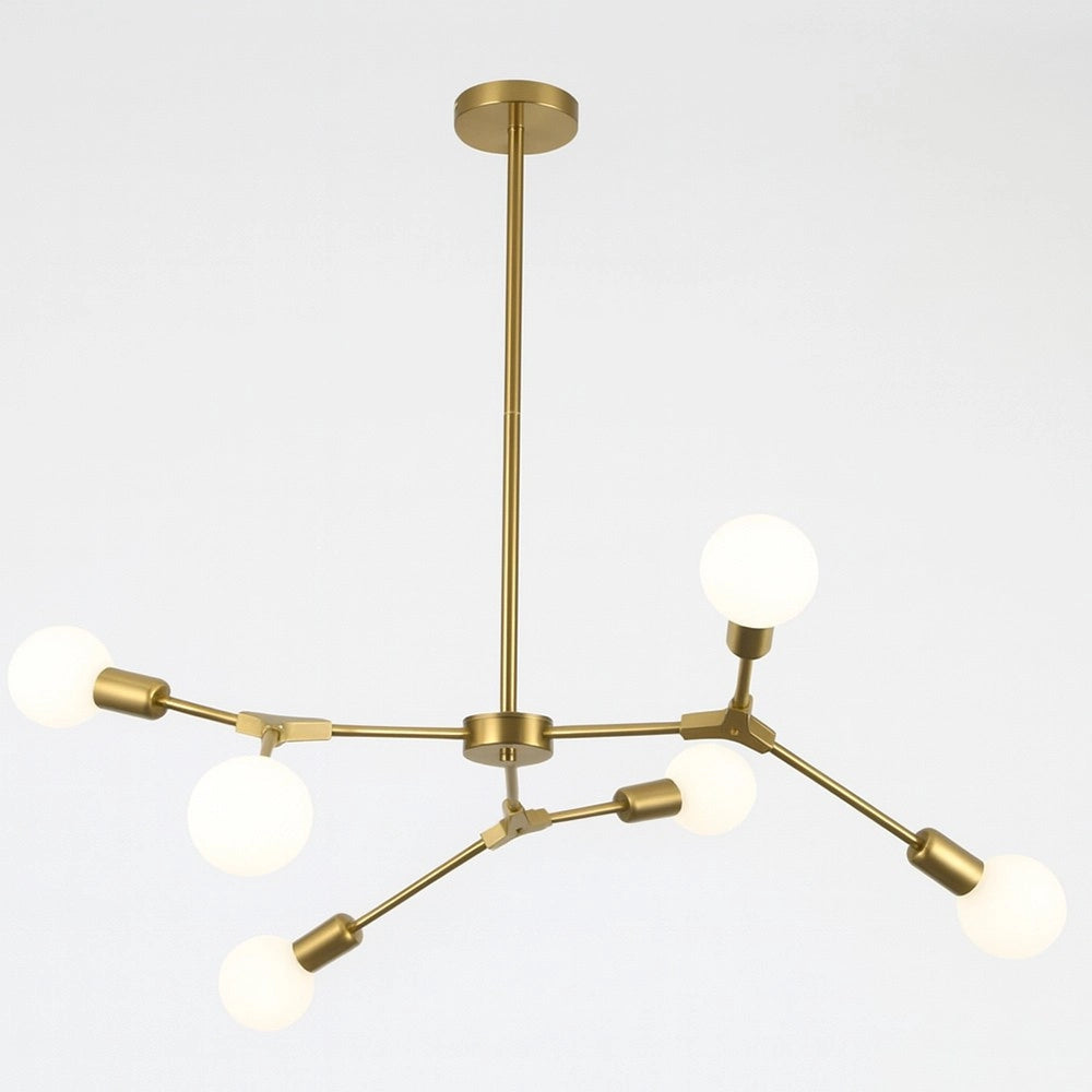 Trade Shop - Lampadario A Sospensione In Bronzo Geometrico Con 6 Bracci Attacco E27 Da Soffitto A45-6 -