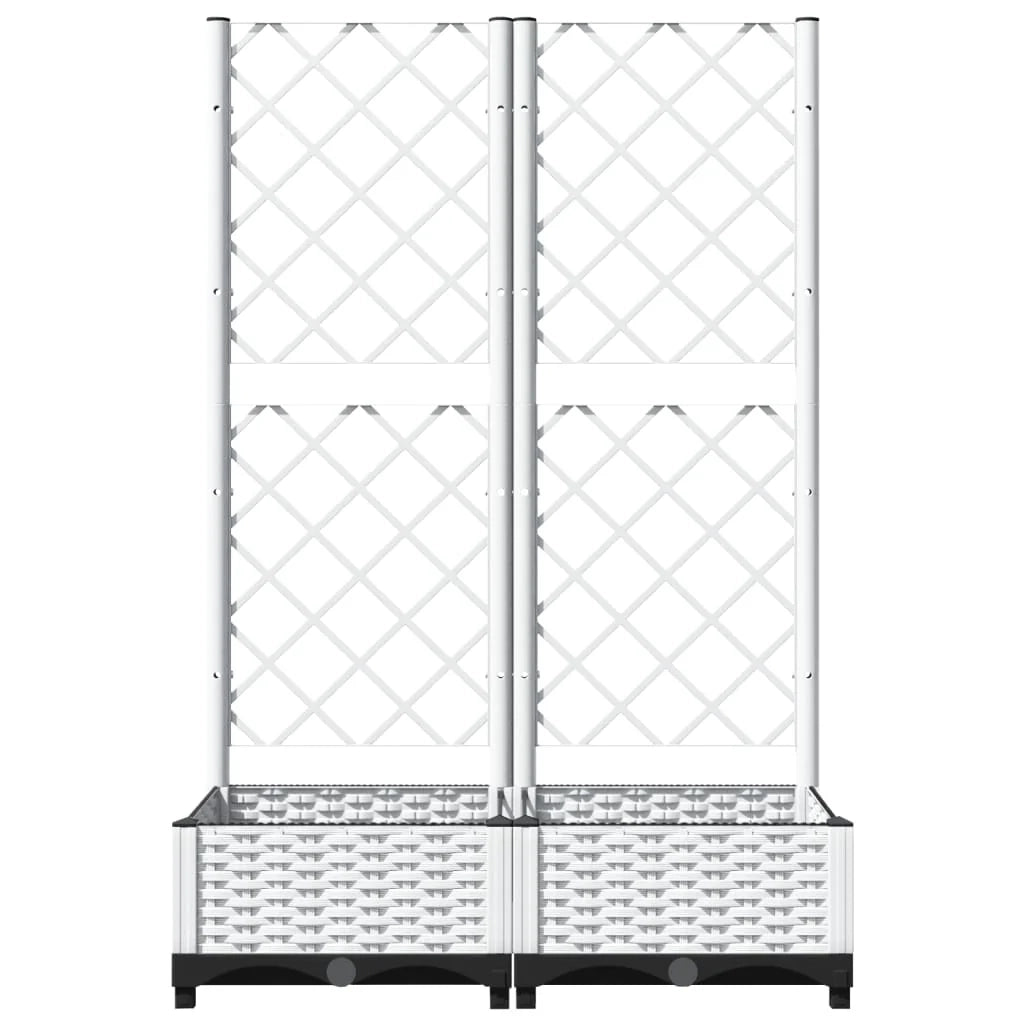 Fioriera rialzata per piante fiori patio giardino con traliccio 80 x 40 x 121,5 cm PP bianco 02_0038301