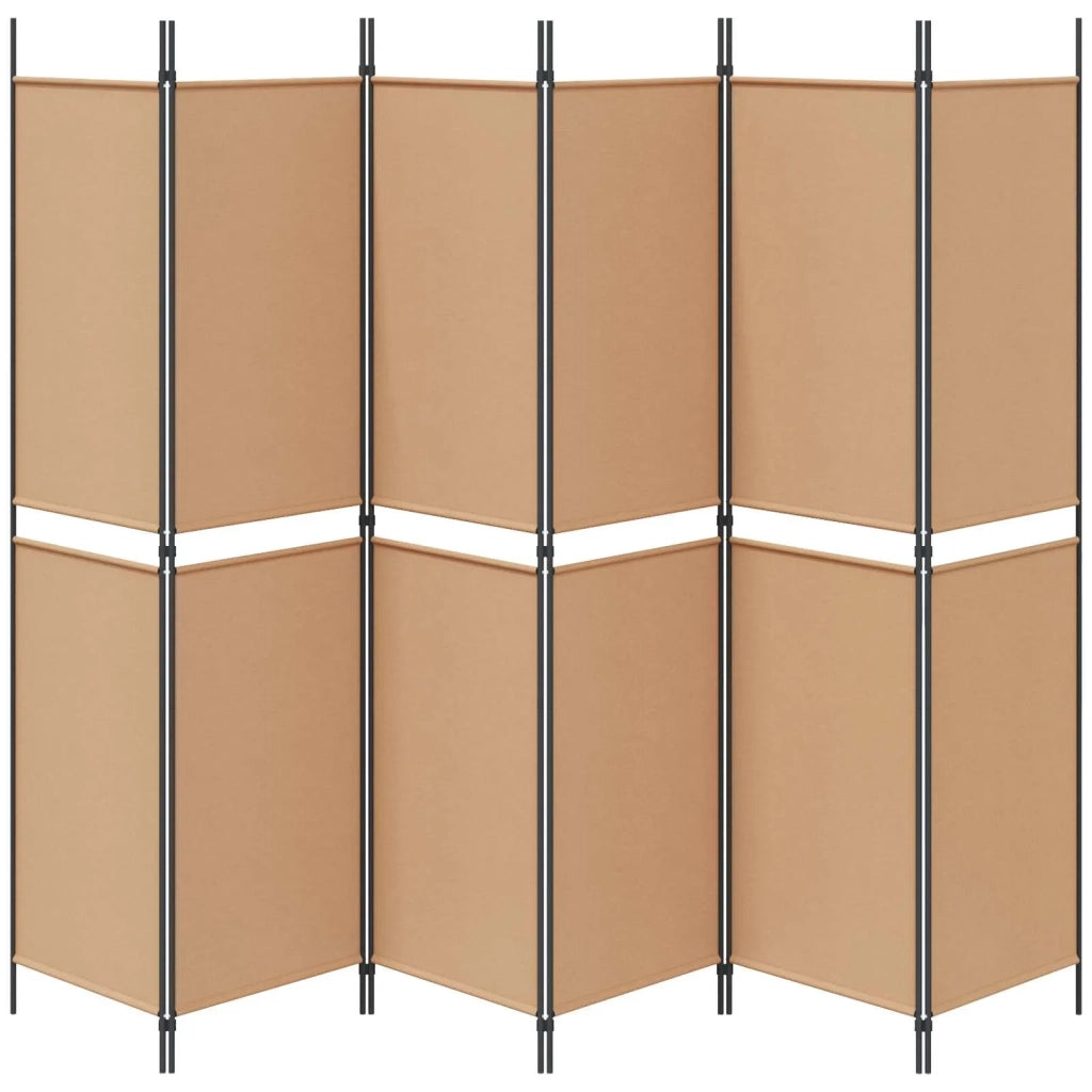 Divisore per Stanza a 6 Pannelli Beige 300 x 200 cm Tessuto 42039222