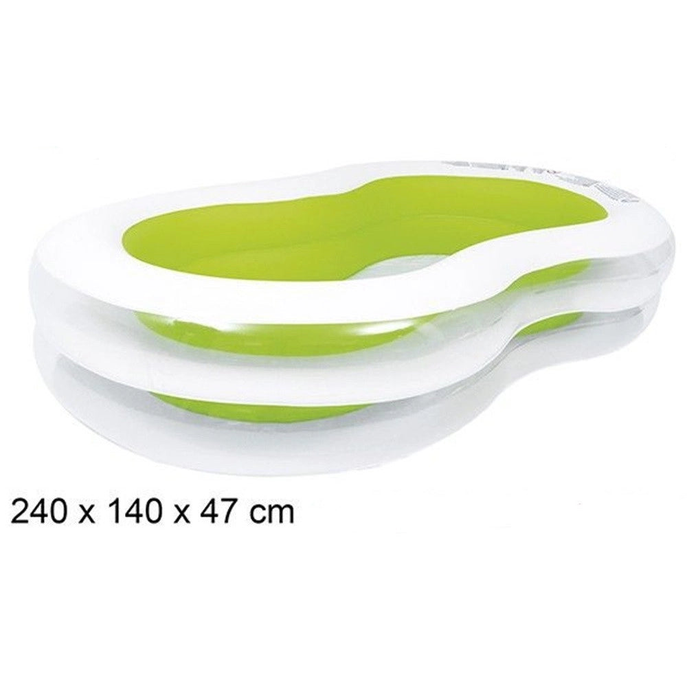 Trade Shop - Piscina Gonfiabile Sagomata Famiglia Pool 240x140x47 Cm Trasparente Verde 016090 -