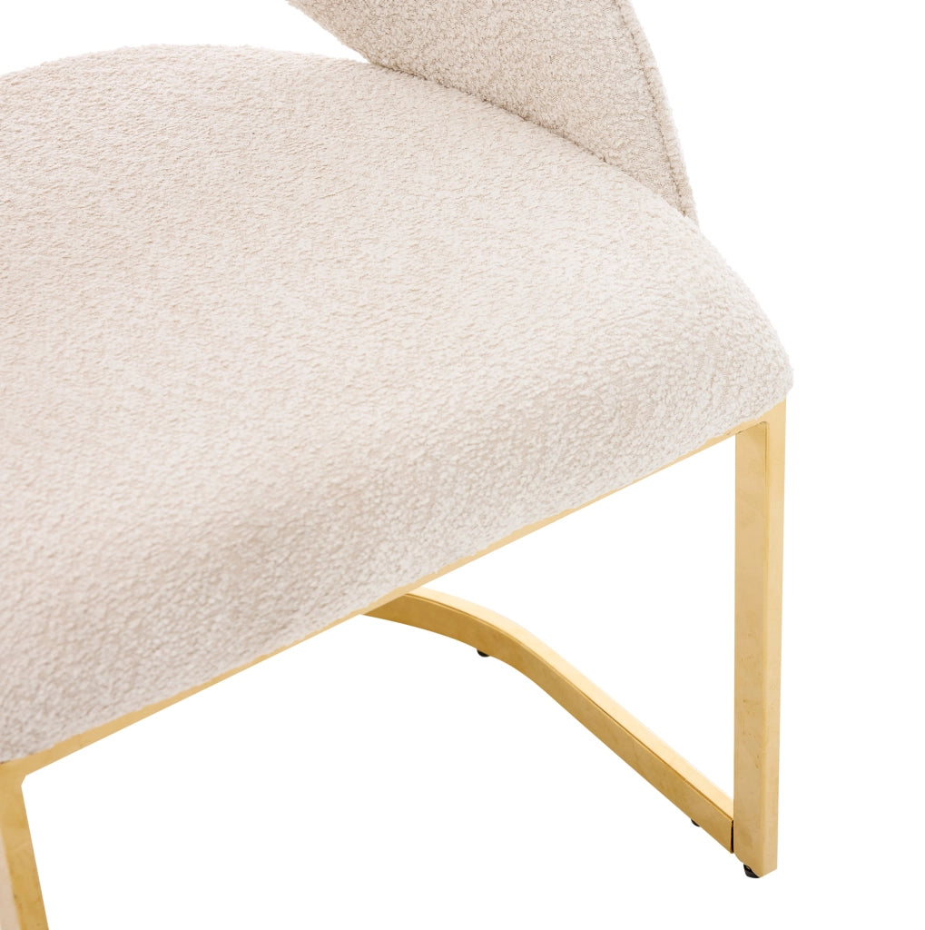 Set di 4 sedie da pranzo 59.0x56.0x80.0 cm con rivestimento bouclé e gambe in metallo beige e oro