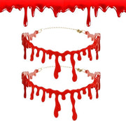 Accessori per costume horror 2 pezzi - catena rossa con gocce di sangue - effetto ferita - accessori per carnevale e festa di Halloween