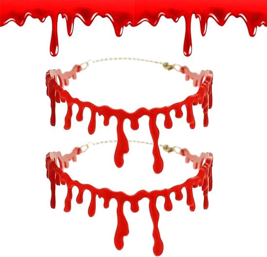 Accessori per costume horror 2 pezzi - catena rossa con gocce di sangue - effetto ferita - accessori per carnevale e festa di Halloween