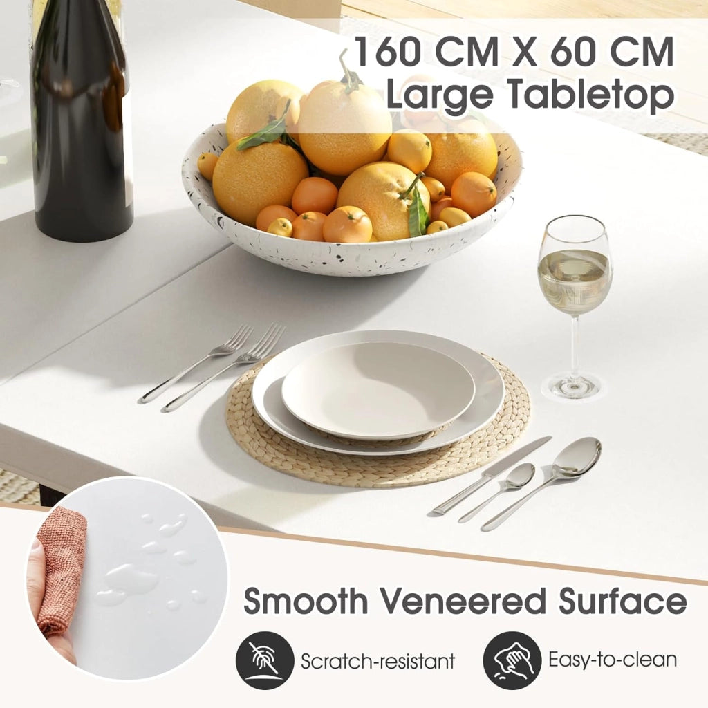 Tavolo da pranzo per 6-8 persone, tavolo da cucina rettangolare da 160 cm, gambe in metallo robusto, tavolo da pranzo moderno in legno, per cucina, soggiorno, sala da pranzo, ristorante