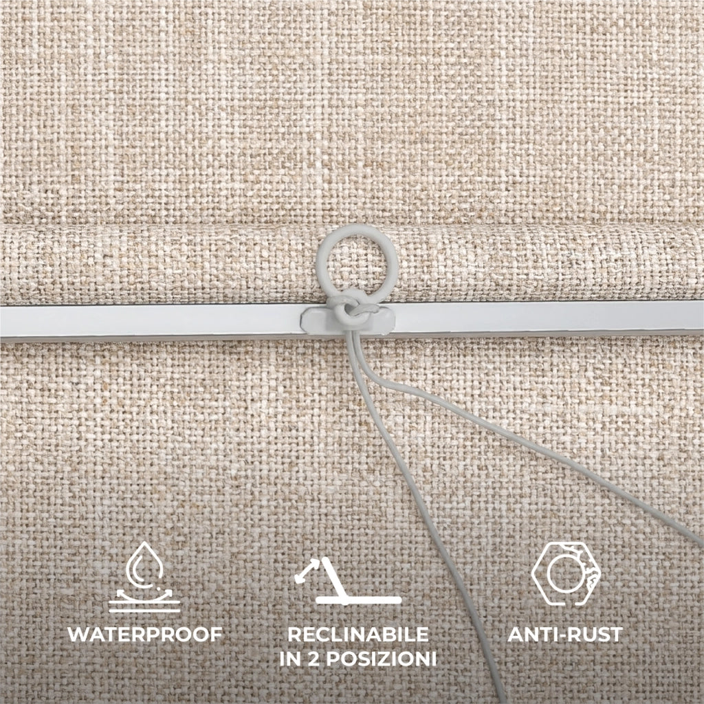 Lettino Prendisole Professionale Pieghevole e Impilabile con Parasole Regolabile, Schienale Reclinabile 2 Posizioni, Struttura in Alluminio, Tessuto Impermeabile UV Resistente, Portata 110 Kg Beige