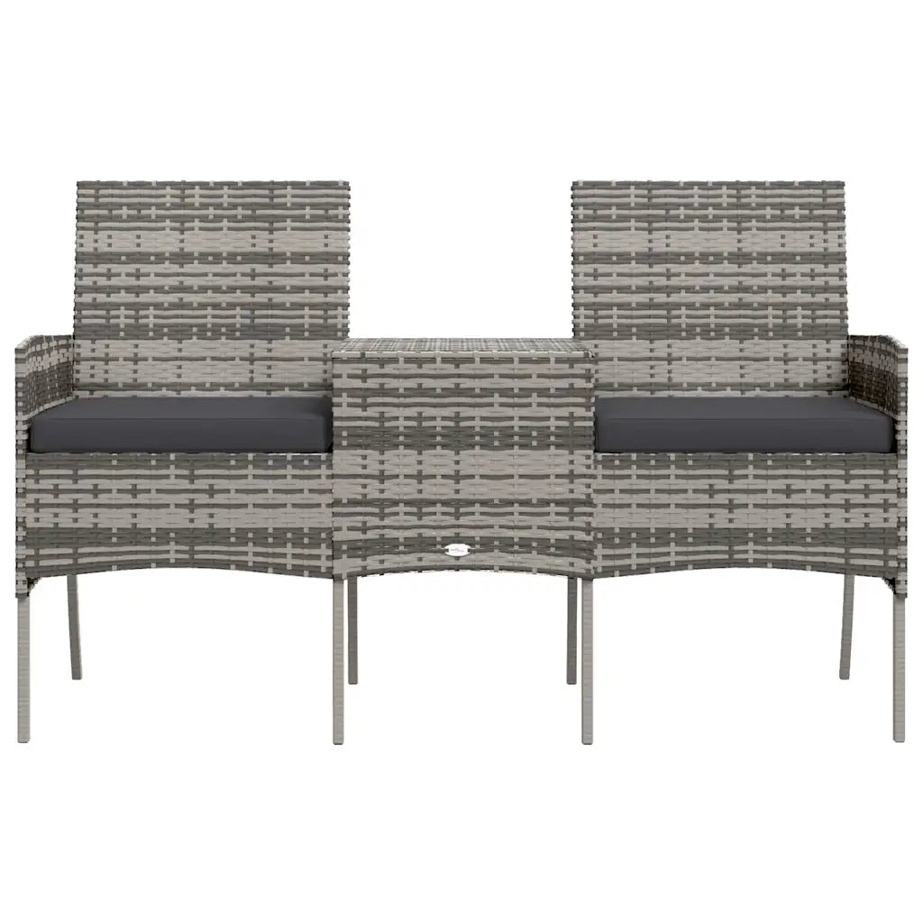 Divano da Giardino 2 Posti con Tavolino in Polyrattan Antracite cod mxl 70764