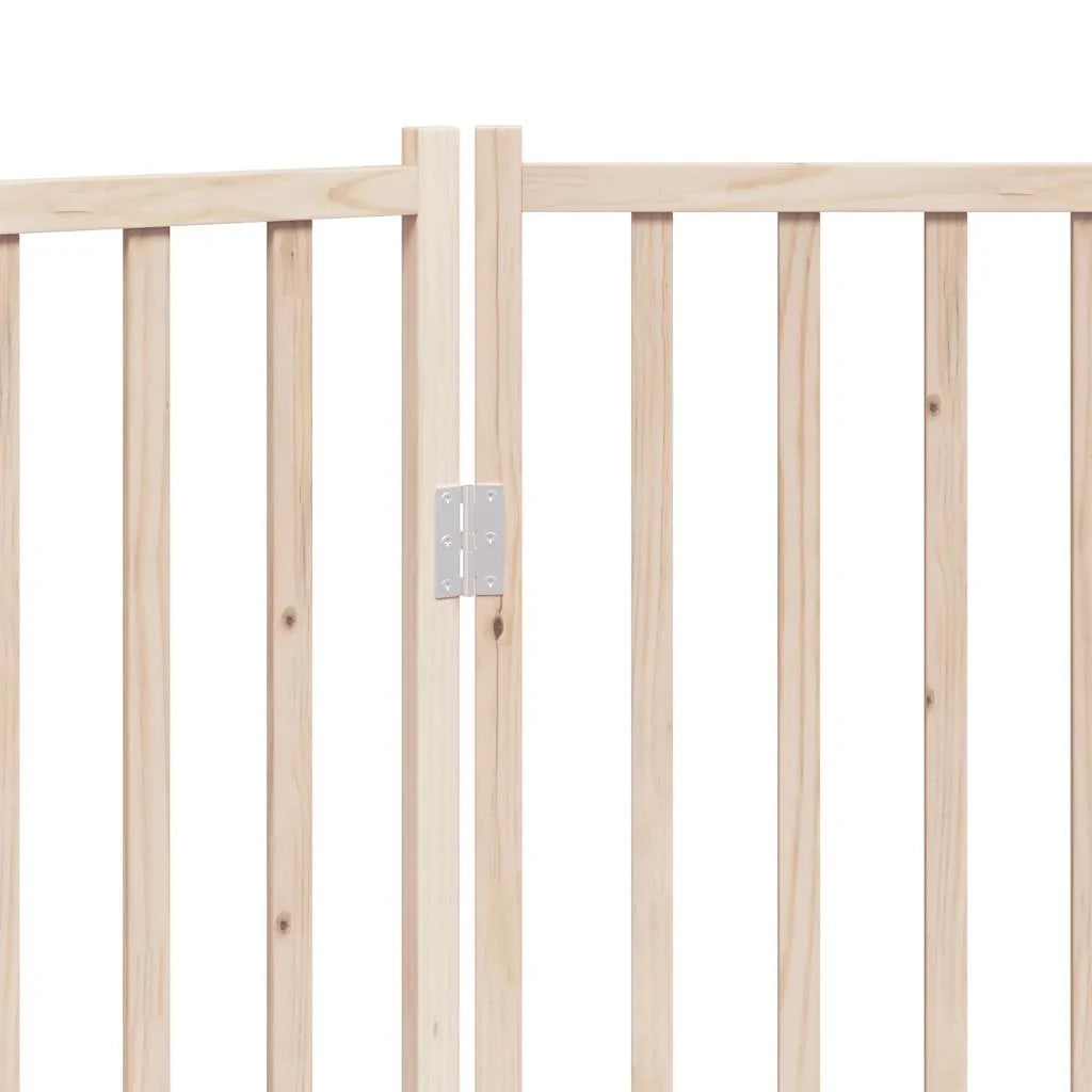 Cancelletto di sicurezza pieghevole per cani a 3 pannelli 150 cm in legno massello di abete marrone 02_0023087