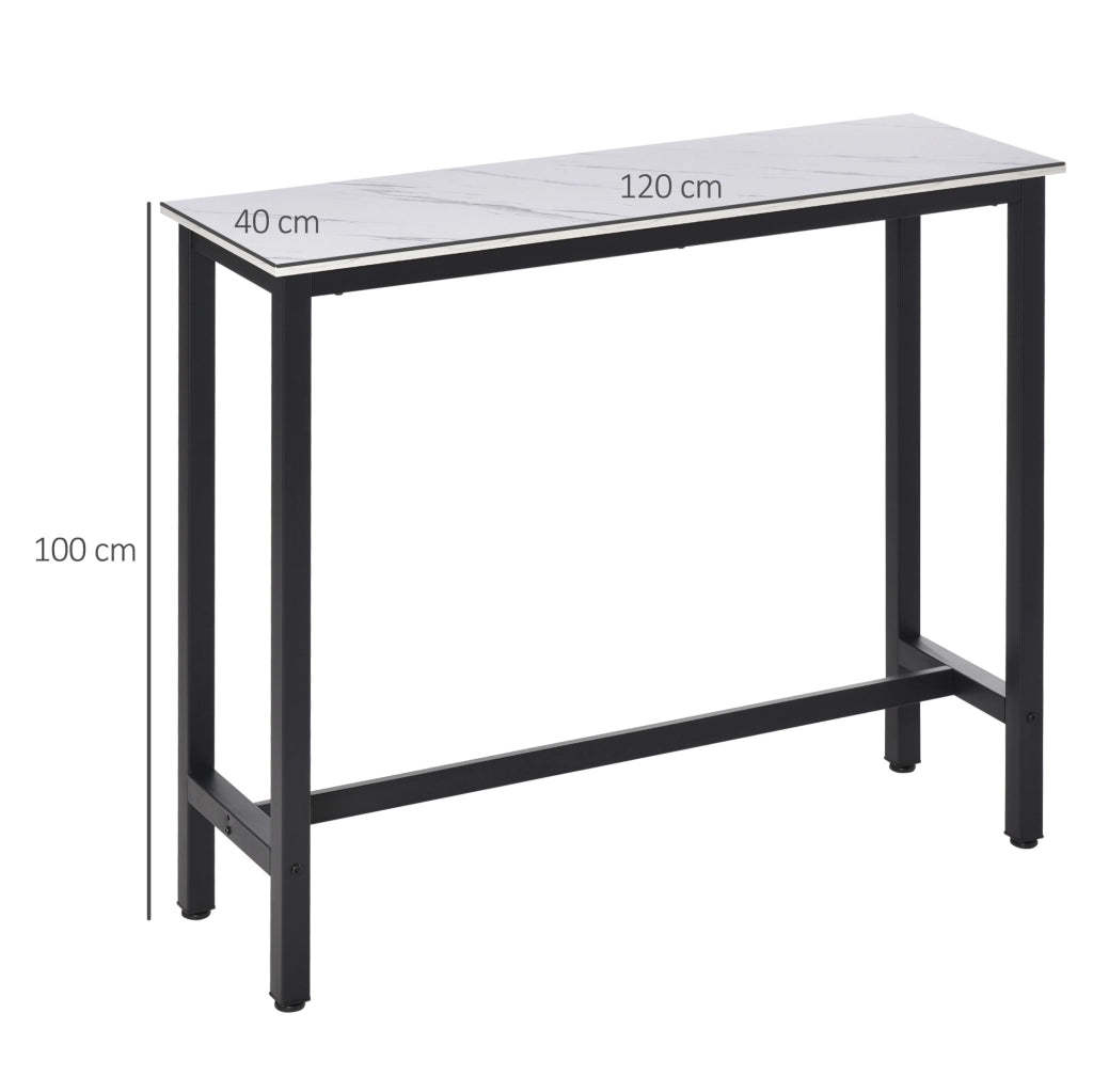 Tavolo da bar effetto marmo 120x40x100 cm bianco