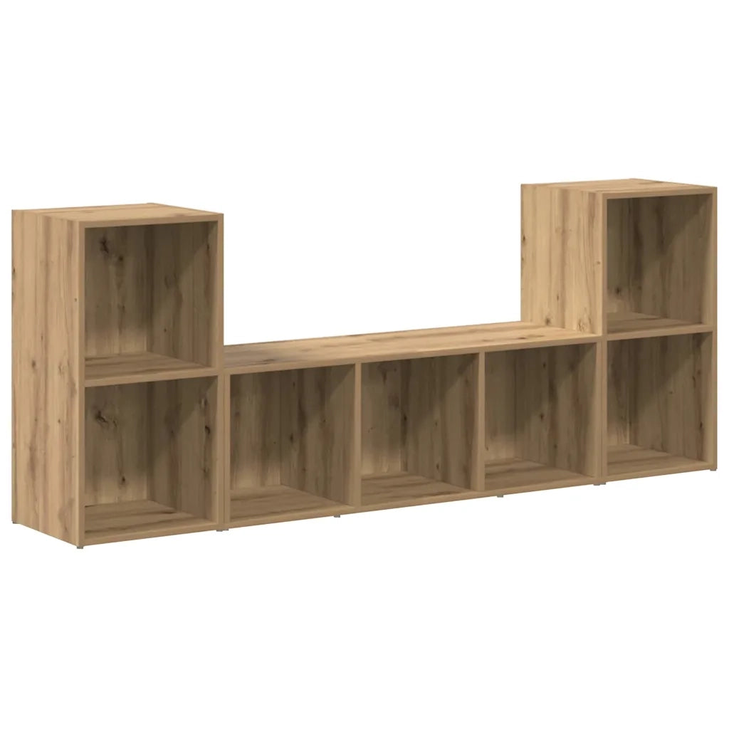 Set mobile TV 3 pz-Set di 3 Credenza per TV Marrone Legno multistrato 206139