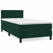 Letto singolo | Letto per adulti | Giroletto a Molle con Materasso Verde Scuro 90x200 cm Velluto
