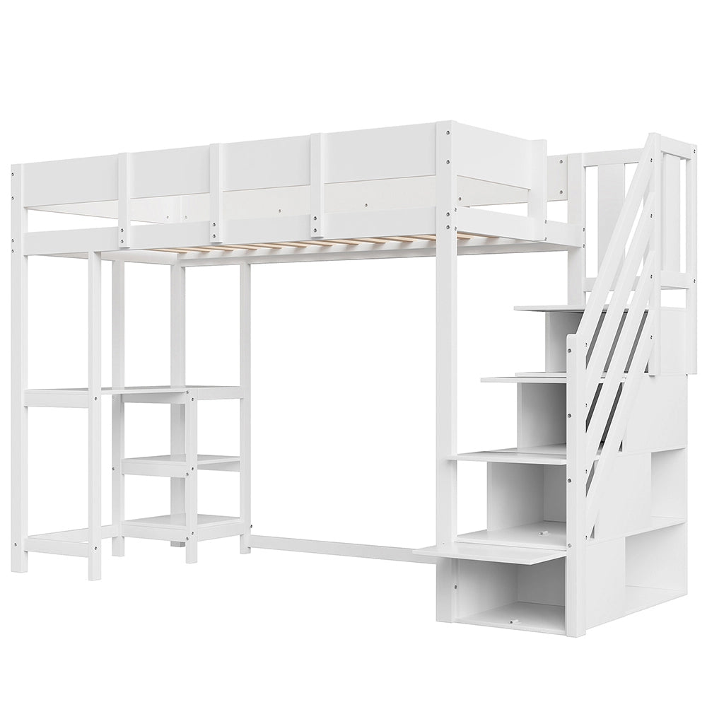 Letto a castello - Xylo - 90x200 cm pino contenitore bianco