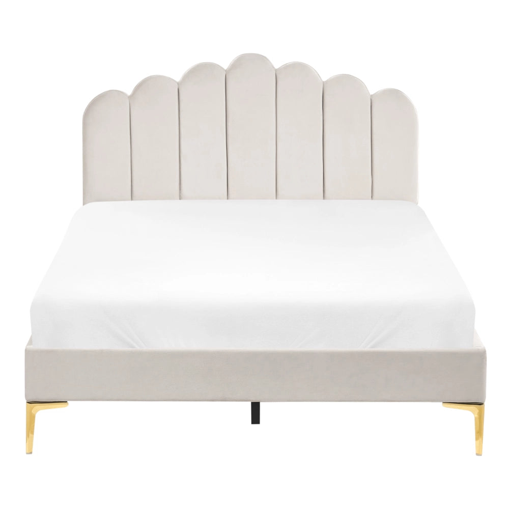 Letto matrimoniale 120 x 200 cm velluto Gambe in metallo bianco sporco con testiera e base a doghe