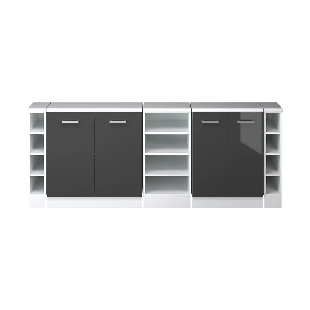 Set di mobili sottotetto Rion Antracite lucido/Bianco 210 cm Set di 5 carcasse armadio profondità 60 cm Vicco