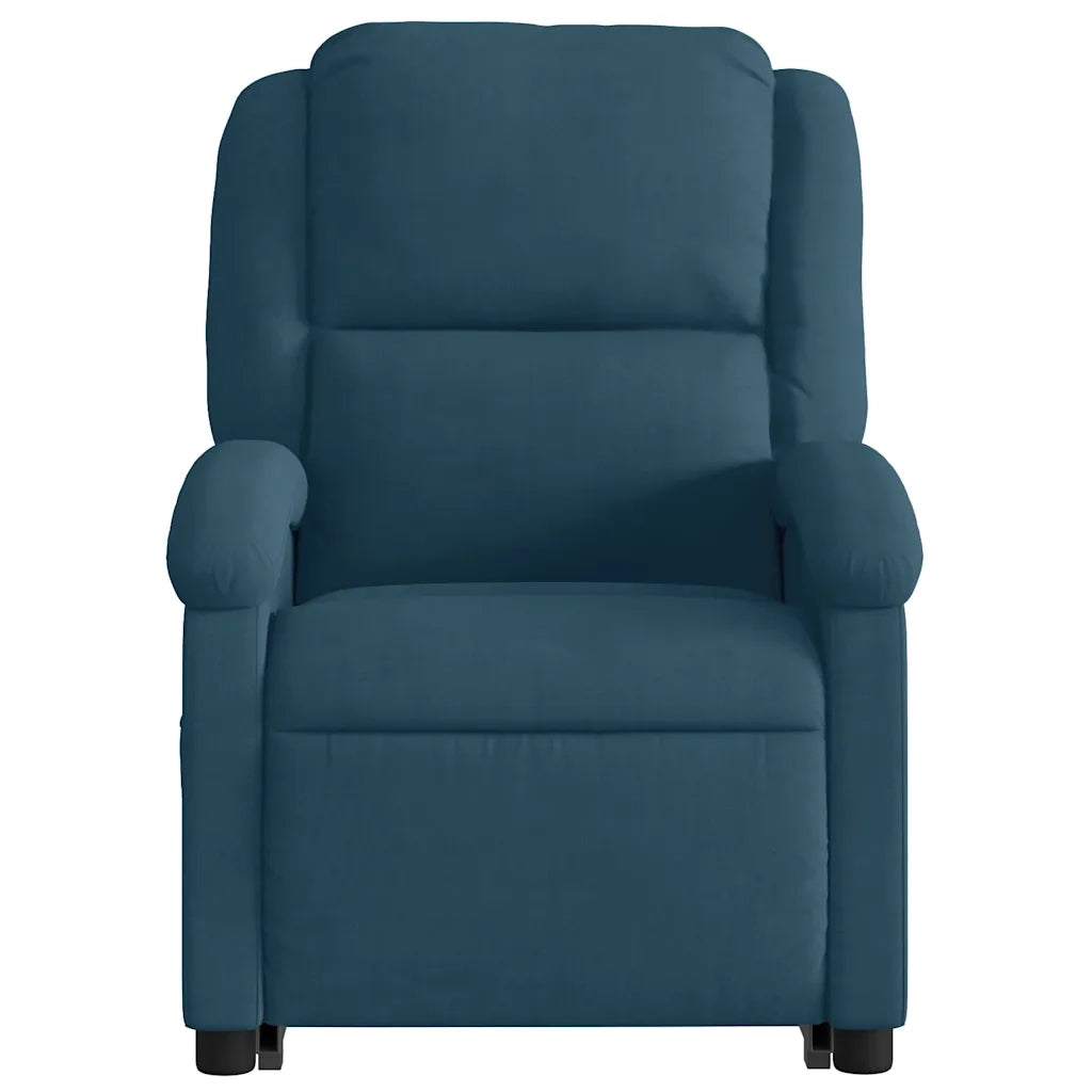 Poltrona Alzapersona Reclinabile Elettrica Blu in Velluto