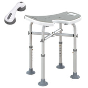 Sgabello da doccia con altezza regolabile e barra di supporto ¨C zephmum ¨C grigio 39-51.5 cm