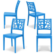 Set 4 sedie in polipropilene TETI, impilabile, resistente ai raggi UV, design moderno, ideale per sala da pranzo, cucina, sala d’attesa, bar, ristoranti o giardino, colore Azzurro
