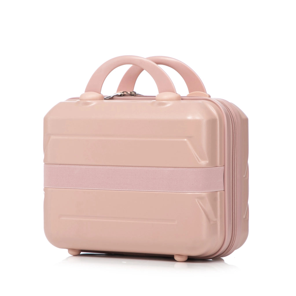 Set Valigia Rigida ABS 19" e 14" Rosa con Ruote Girevoli e Beauty Case 14"