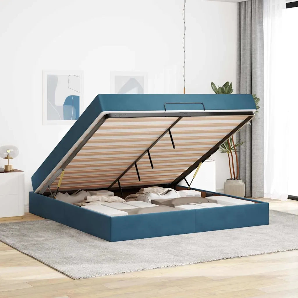 Struttura letto con materasso con materasso 2 pcs Blu Velluto