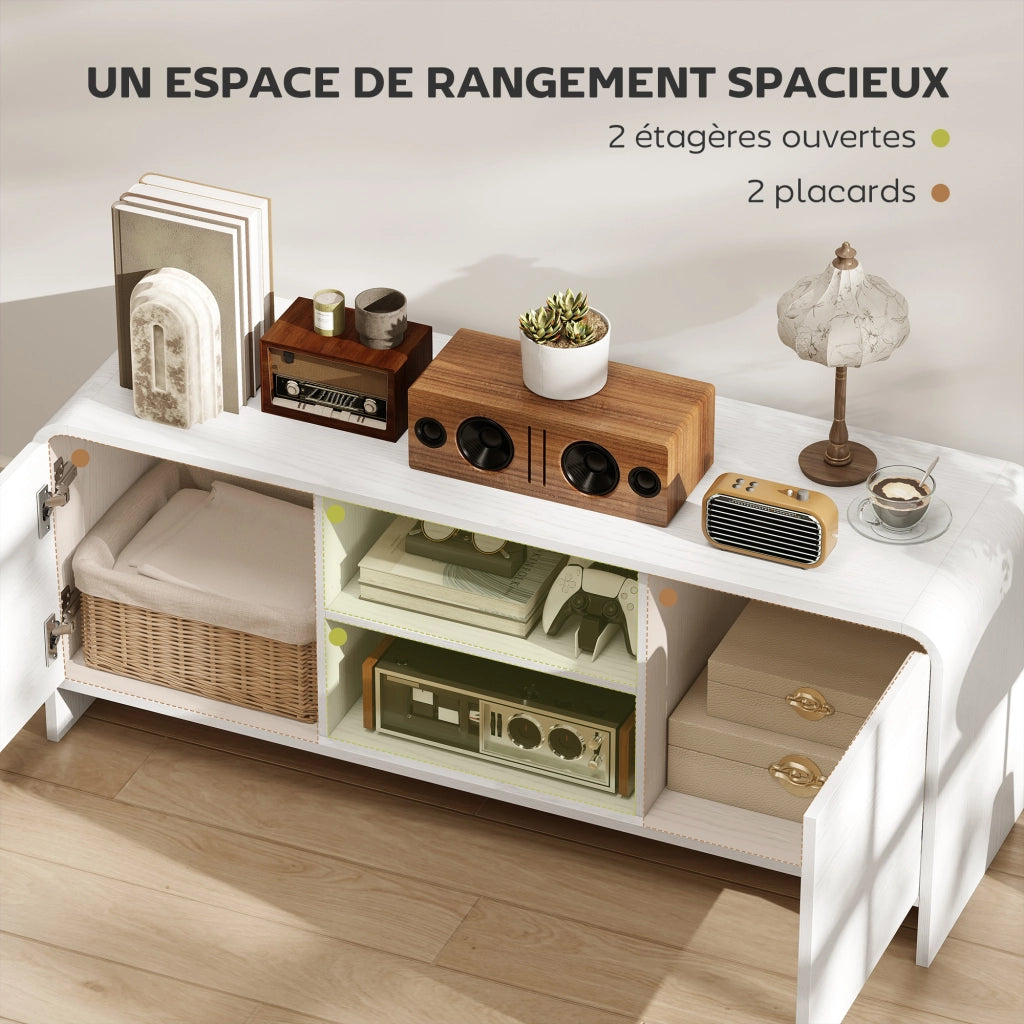 Mobile TV per televisori fino a 55 pollici ¨C zephmum ¨C 2 ante 2 compartimenti ripiano regolabile bianco 110x35x45cm