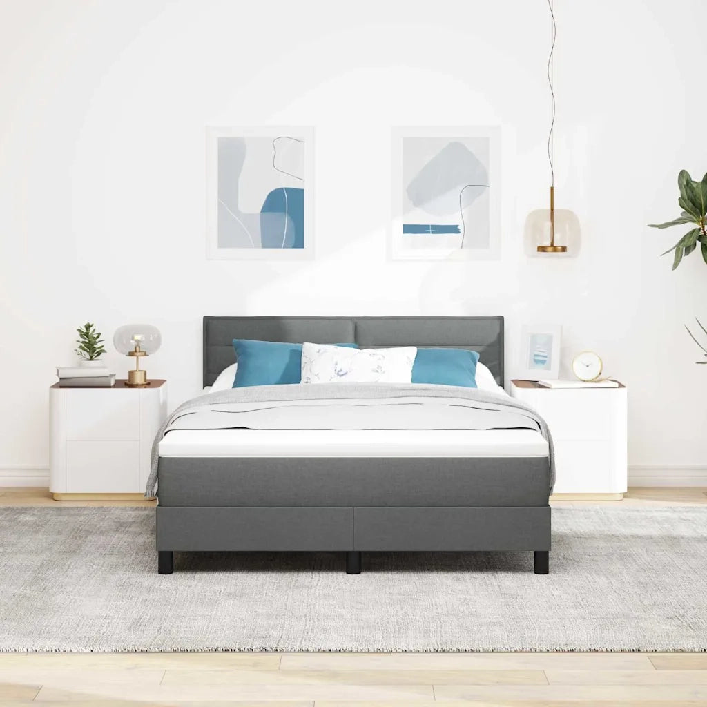 Letto a molle con materasso Grigio scuro 140 x 190 cm Tessuto