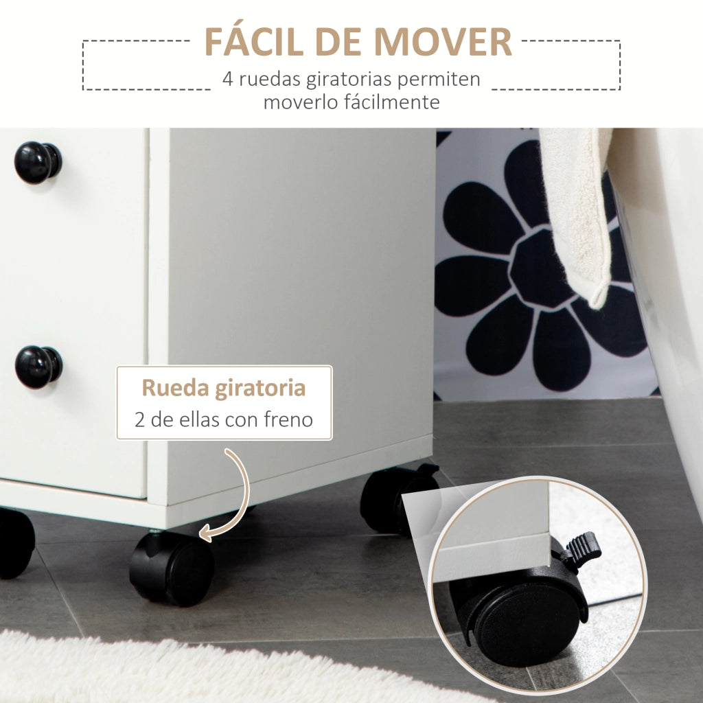 Mobile Bagno con Ruote ¨C Zephmum ¨C Bianco 18x30x68,5 cm