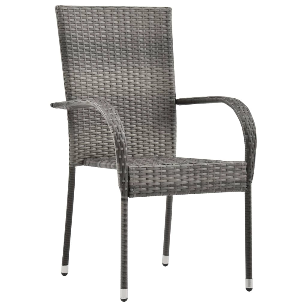 Set da pranzo da giardino per esterni 5 pezzi mobili grigi e neri 02_0013796