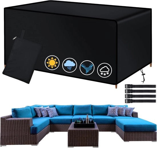 Copertura di tavolo da giardino - impermeabile - 180x120x74 cm - nero - 420D Oxford