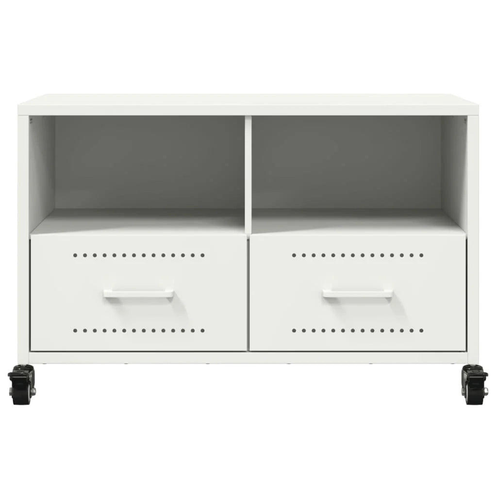 Mobile TV multimediale mensola TV credenza TV adatto per sala da pranzo soggiorno camera da letto 68 x 39 x 43,5 cm acciaio bianco 02_0026150