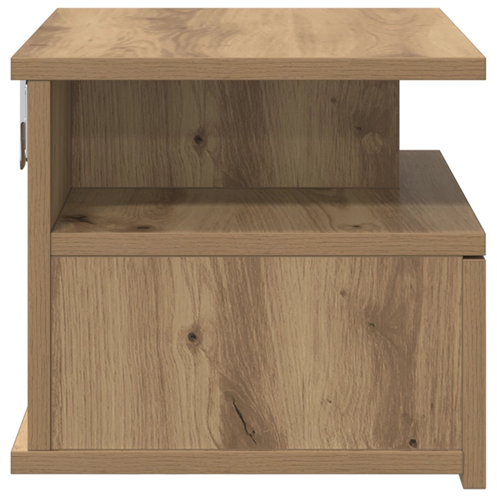 Comodini Sospesi 2 pz Rovere Artigianale 40x31x27 cm Legno Ingegnerizzato