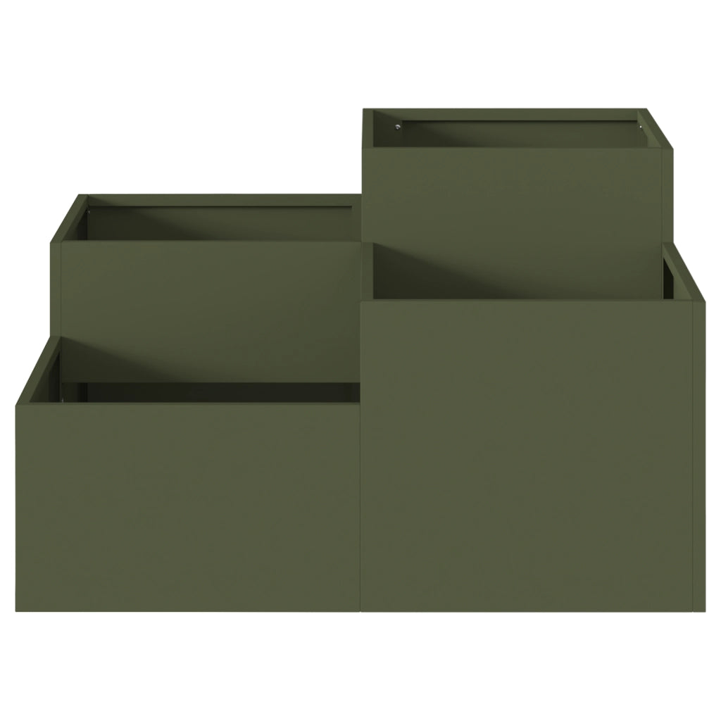 Fioriera da giardino  80x80x48 cm Verde oliva Acciaio