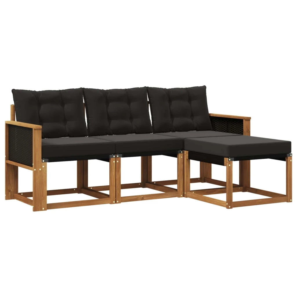 Set di divani da esterno 4 pz Naturale e Nero 3381864