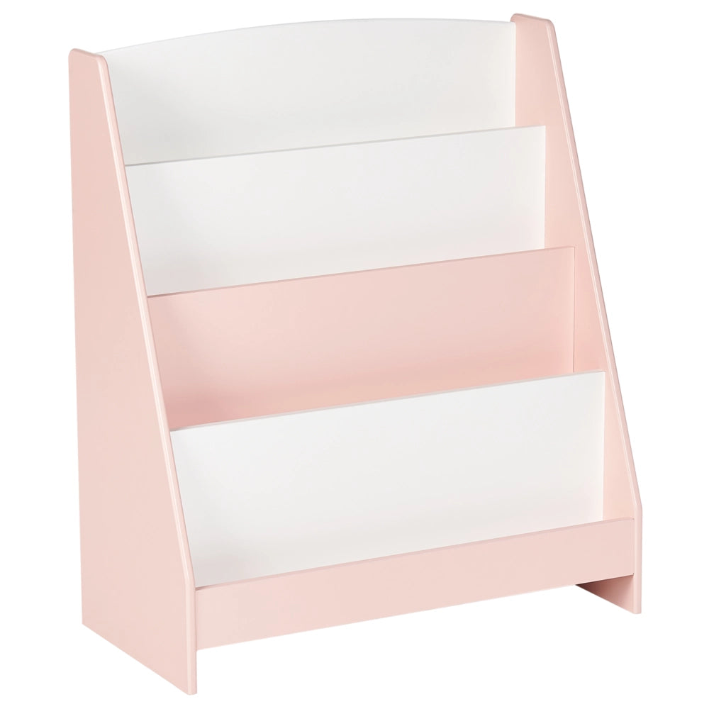 Scaffale per bambini con 4 ripiani in MDF in legno rosa pastello cameretta espositore per libri
