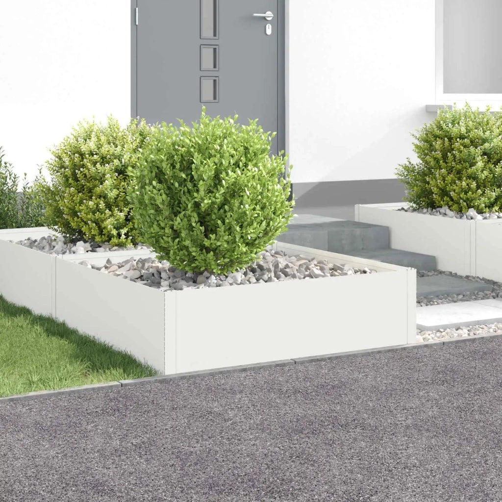 Bordura per Prato 4 pz 100 x 100 x 35 cm Acciaio Bianco 8008976
