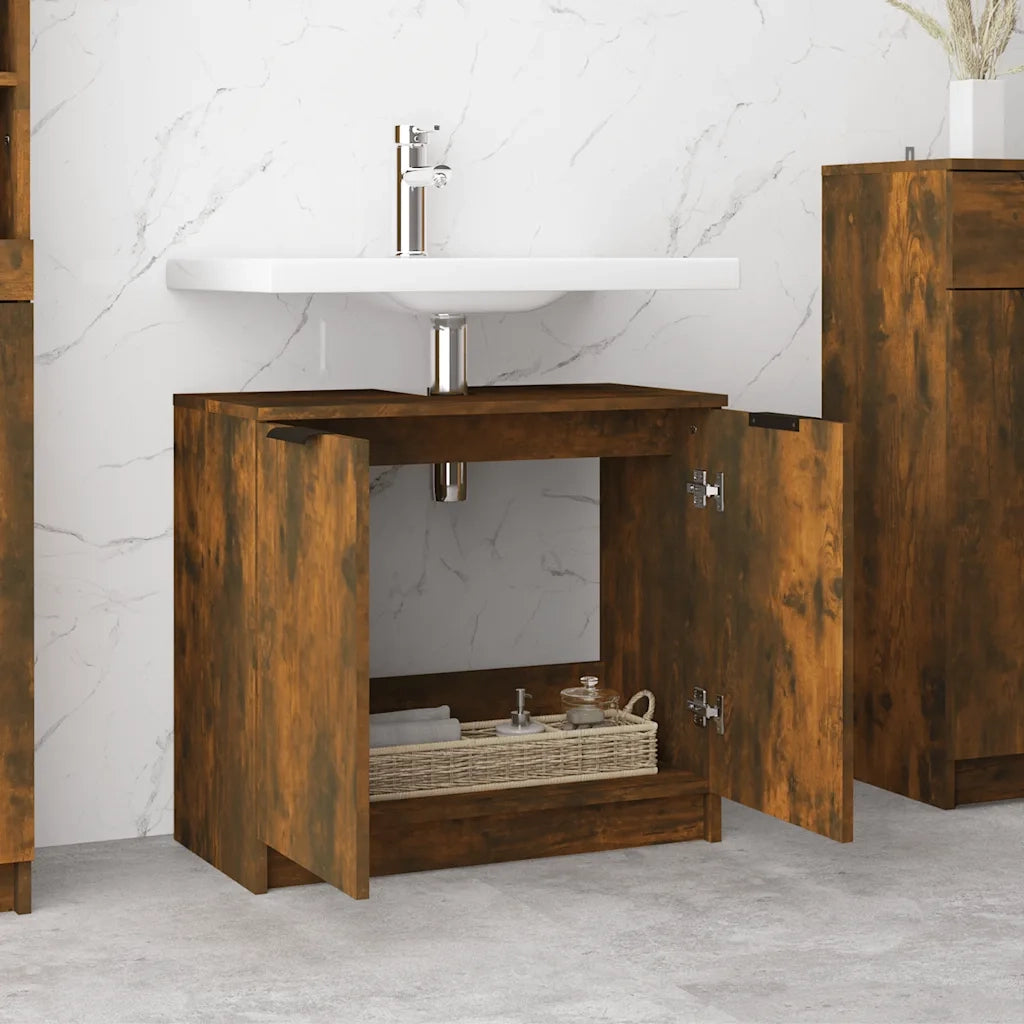 Armadietto Bagno Rovere Fumo 64,5x33,5x59 cm Legno Multistrato cod mxl 45155