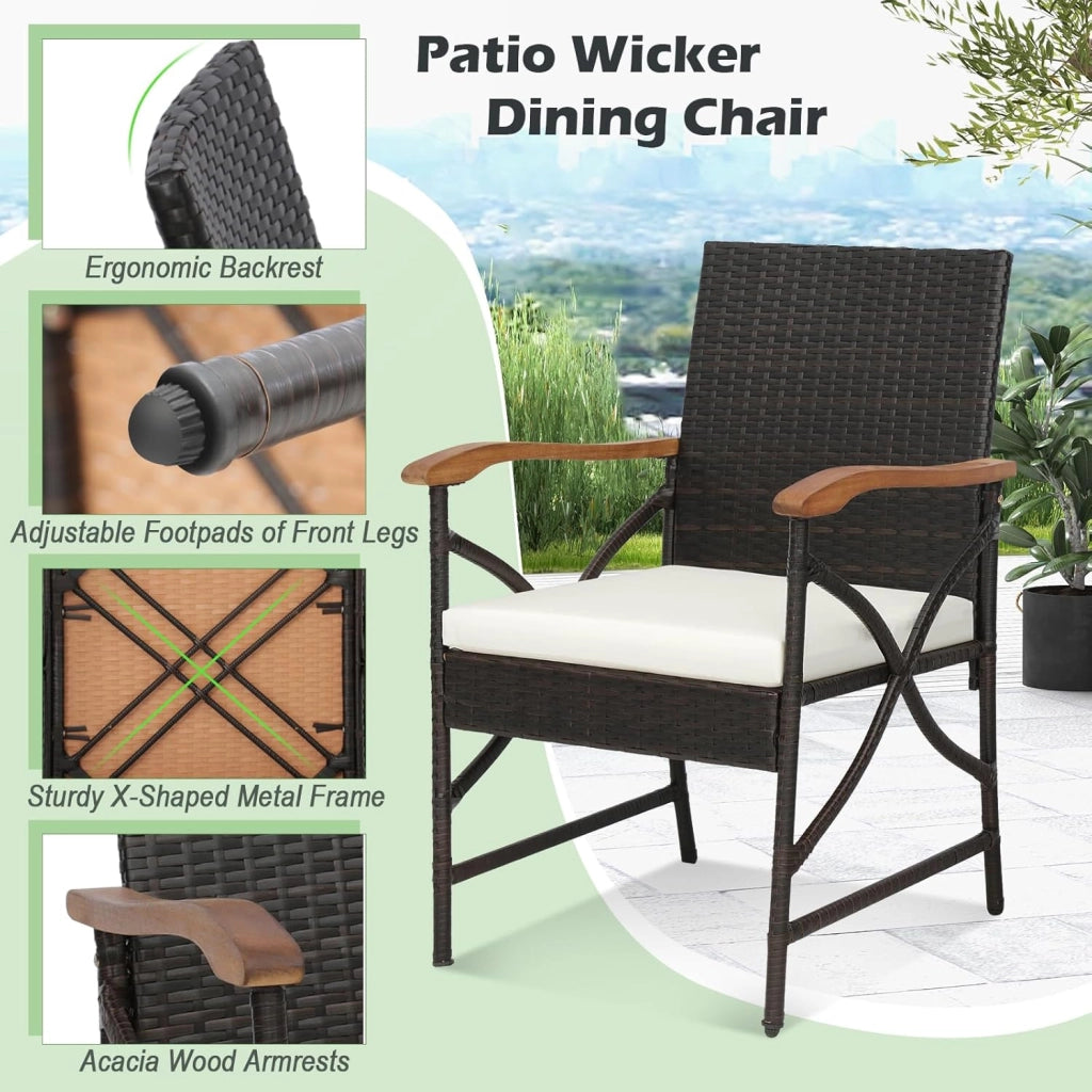 Set di 2 Sedie in Rattan, Sedia Giardino Poltrone da Esterno con Cuscini per Seduta con Cerniera, Set di 2 Comode Sedie per Giardino, Patio, Terrazza (Modello X, 56 x 62 x 89 cm)