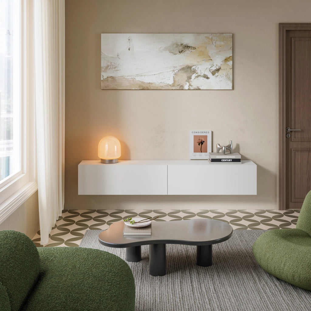 Mobile Pensile Evaton Porta TV da Parete 180 x 32 x 30 cm - Bianco Opaco [en.casa]