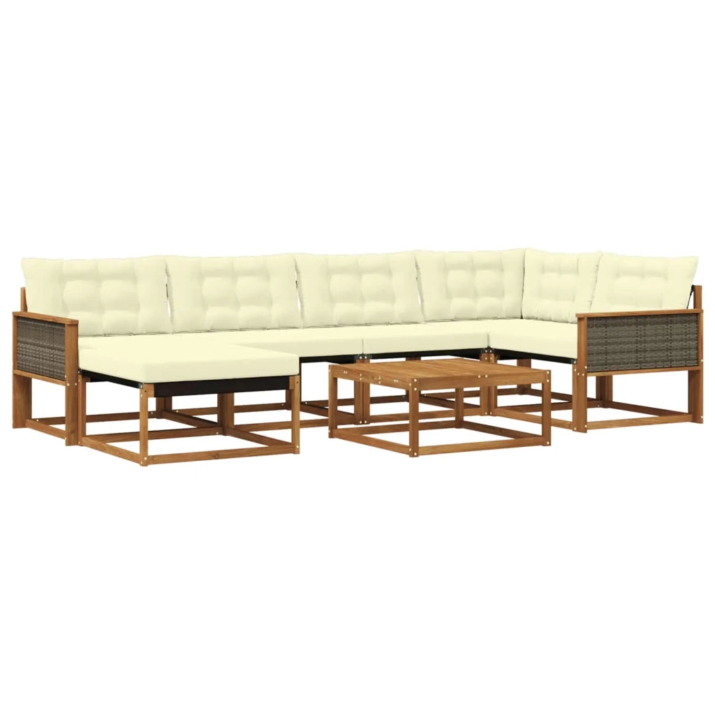Set di divani da esterno con cuscino 7 pcs Naturale e Crema