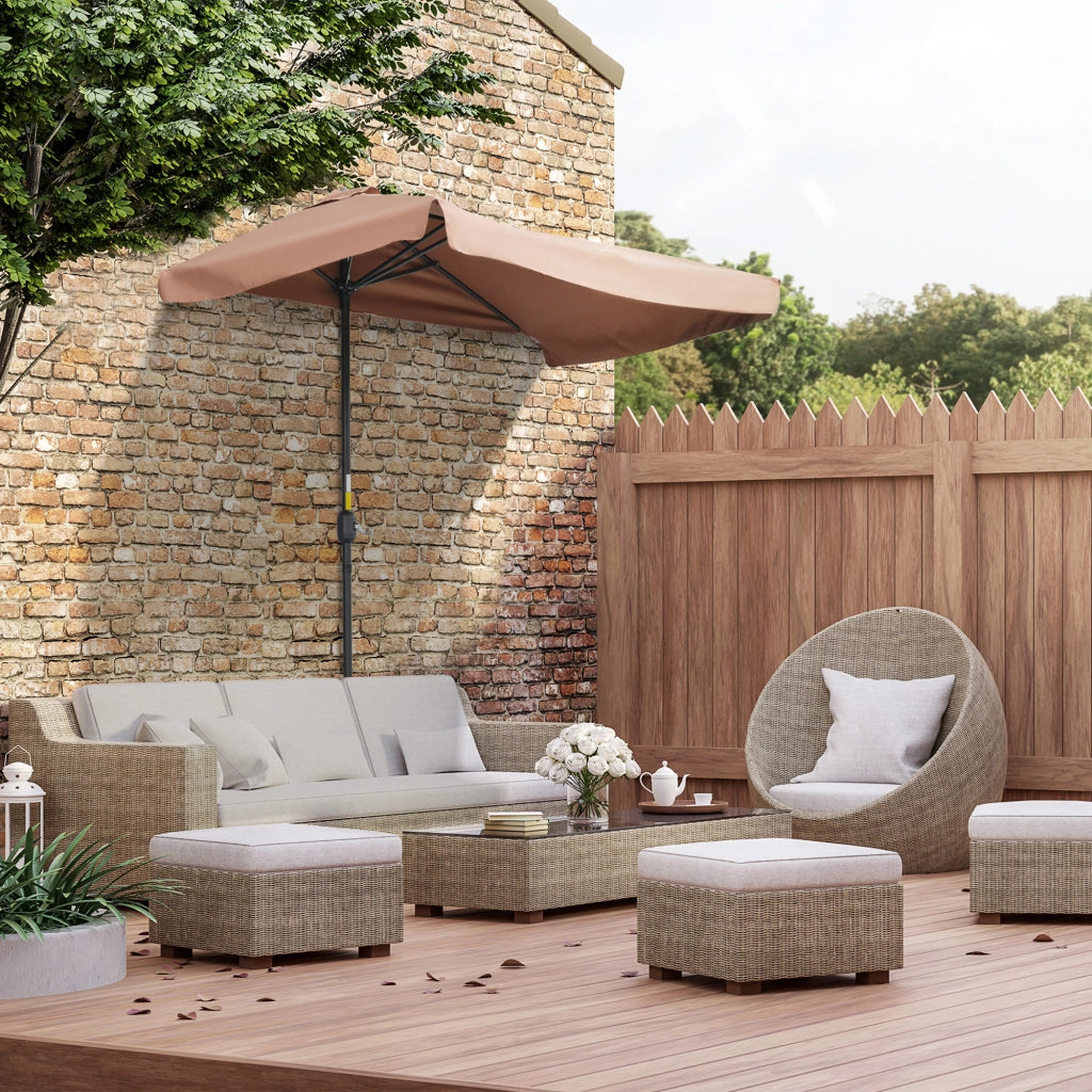 Parasole da balcone 5 aste metallo ¨C zephmum ¨C marrone 230x130x249 cm