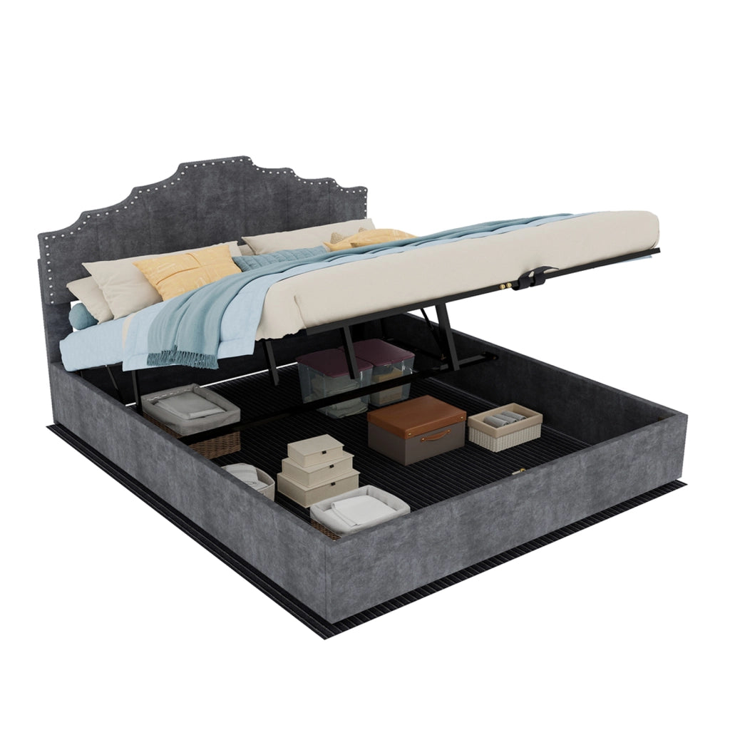 letto moderno in tessuto e metallo grigio 160 x 200 cm