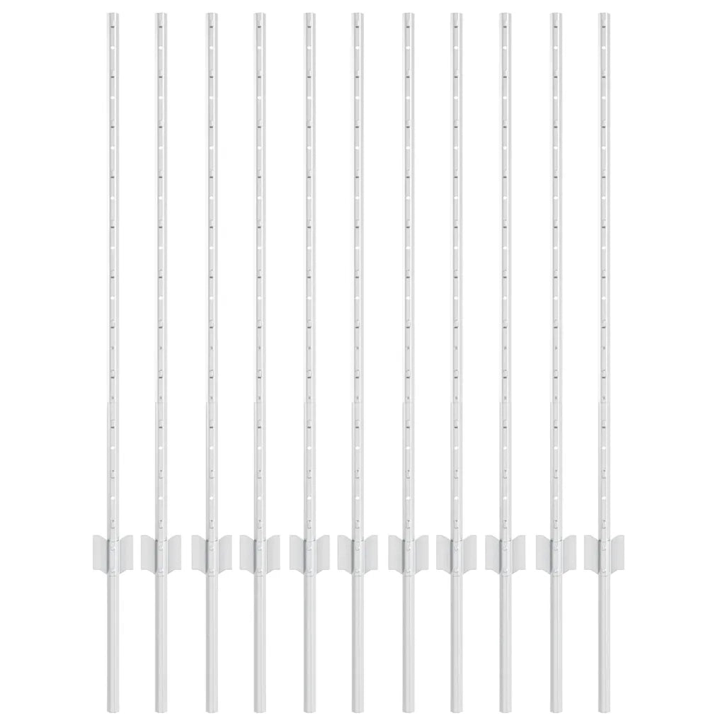 Palo della recinzione 11 pcs Argento 100 cm Acciaio 42006297