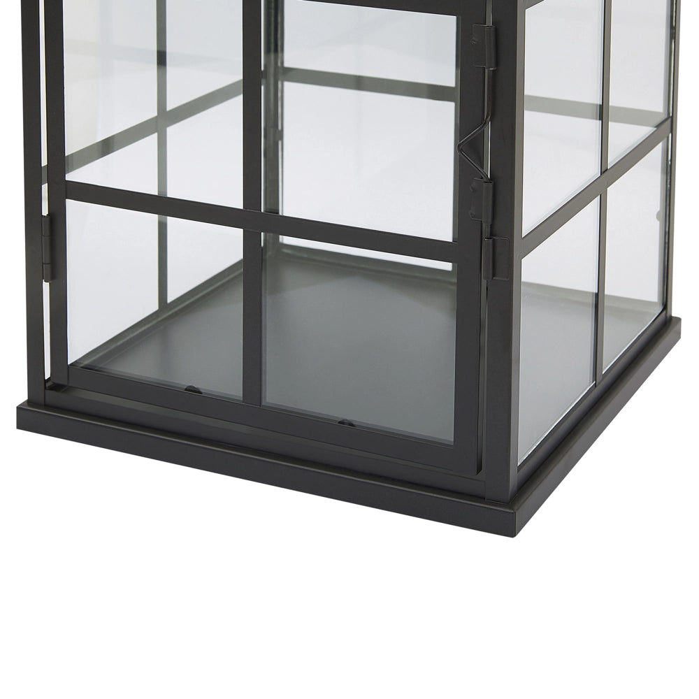 Lanterna in metallo Nero da 27 cm da parete in vetro con maniglia decorato scandinavo